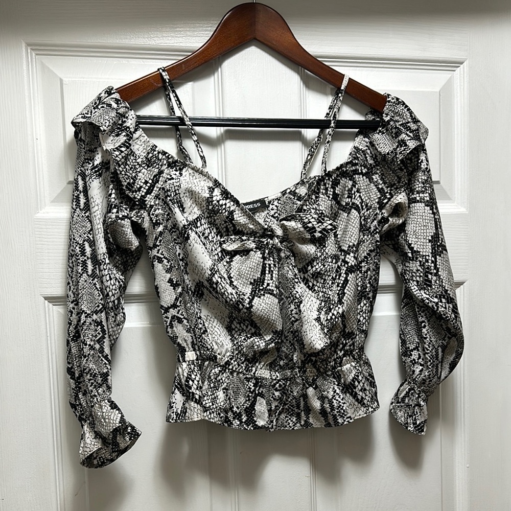Snake Print Cold Shoulder Women's Top